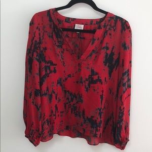 Parker red silk blouse top XS